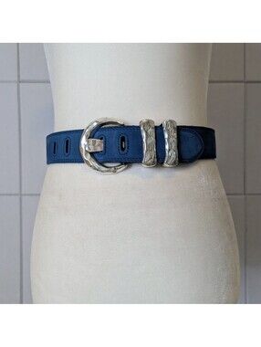 Vintage 90s nubuck leather belt w/ hammered silver buckle